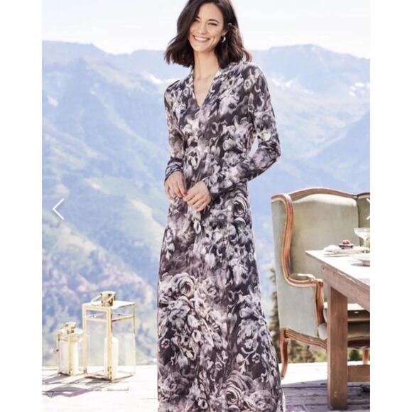 Soft Surroundings Dresses & Skirts - Soft Surroundings Women’s Naima Floral Midi Dress Gray Size XL